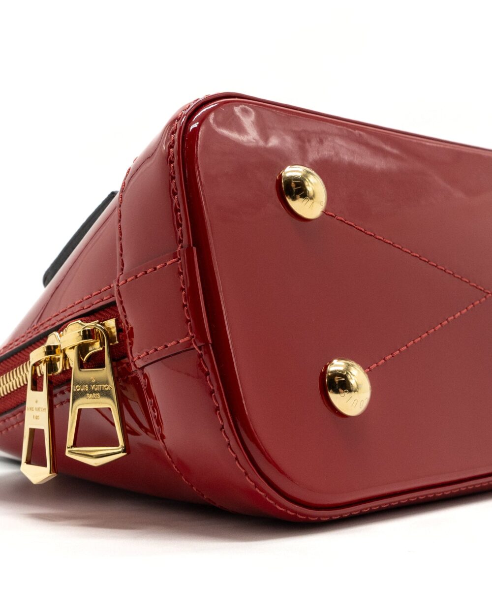AAA Replica Louis Vuitton LV ALMA BB LIMITED EDITION VERNI MIROIR PATENT RED/MONOGRAM CANVAS GHW