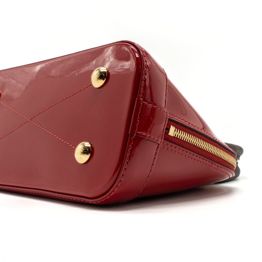 AAA Replica Louis Vuitton LV ALMA BB LIMITED EDITION VERNI MIROIR PATENT RED/MONOGRAM CANVAS GHW