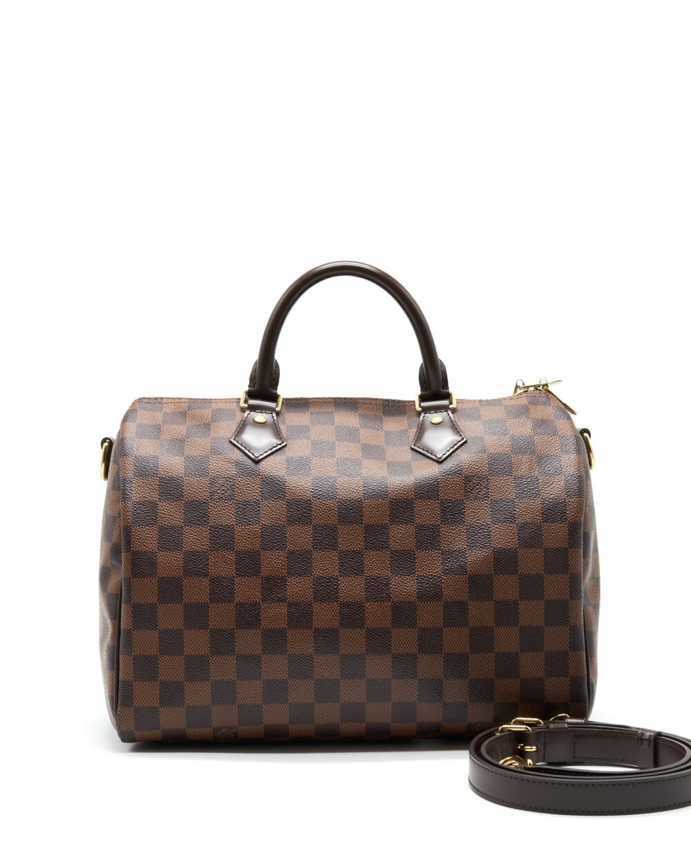 AAA Replica Louis Vuitton LV SPEEDY 30 DAMIER EBENE CANVAS HANDBAG BROWN