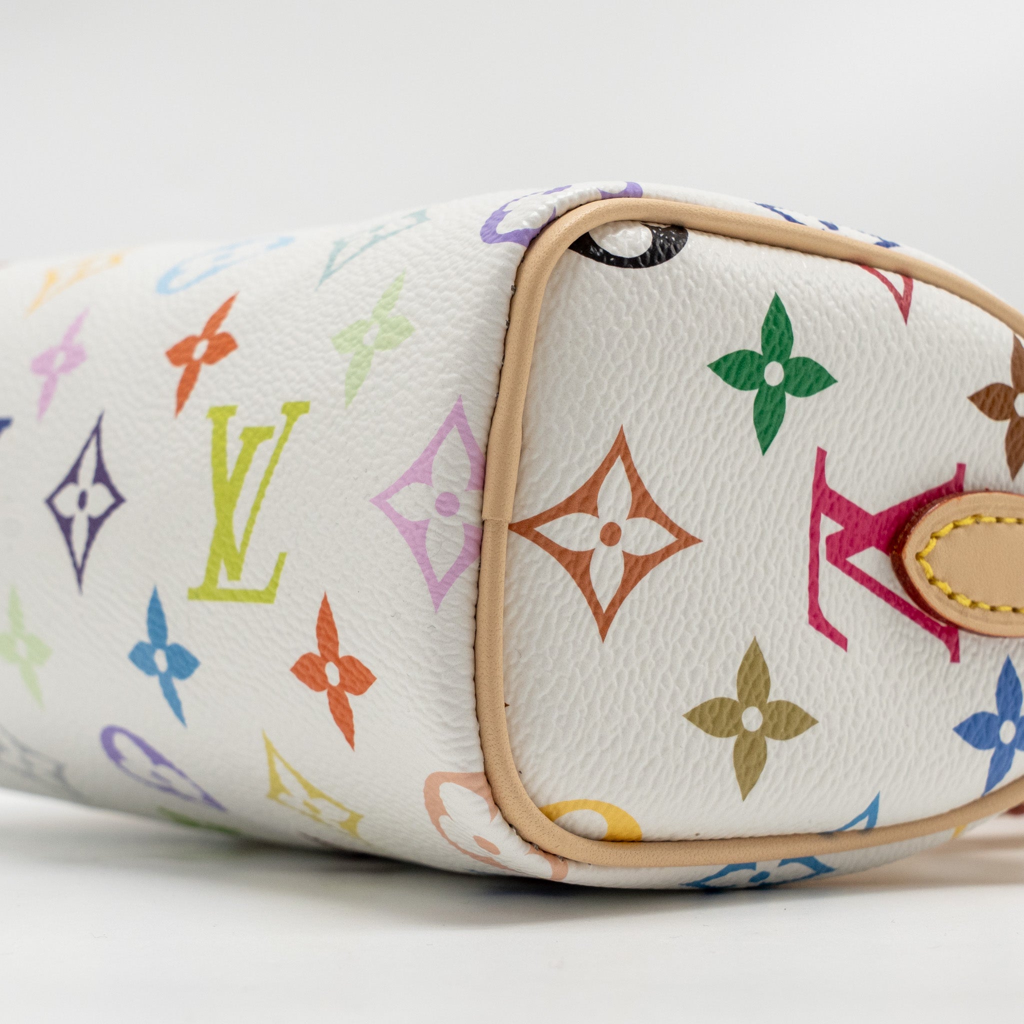AAA Replica Louis Vuitton LV X TAKASHI MURAKAMI NANO SPEEDY MULTICOLOURED MONOGRAM CANVAS WHITE GHW