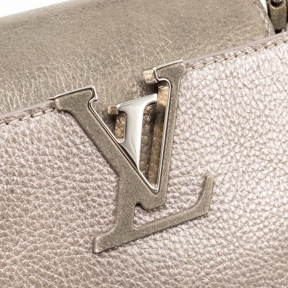 AAA Replica Louis Vuitton LV CAPUCINES BB LEATHER METALLIC SILVER SHW