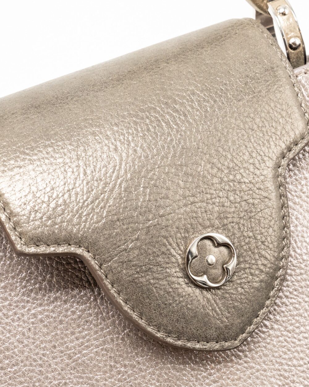 AAA Replica Louis Vuitton LV CAPUCINES BB LEATHER METALLIC SILVER SHW