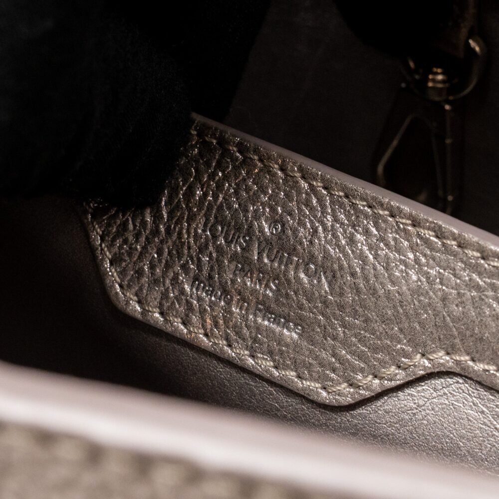 AAA Replica Louis Vuitton LV CAPUCINES BB LEATHER METALLIC SILVER SHW