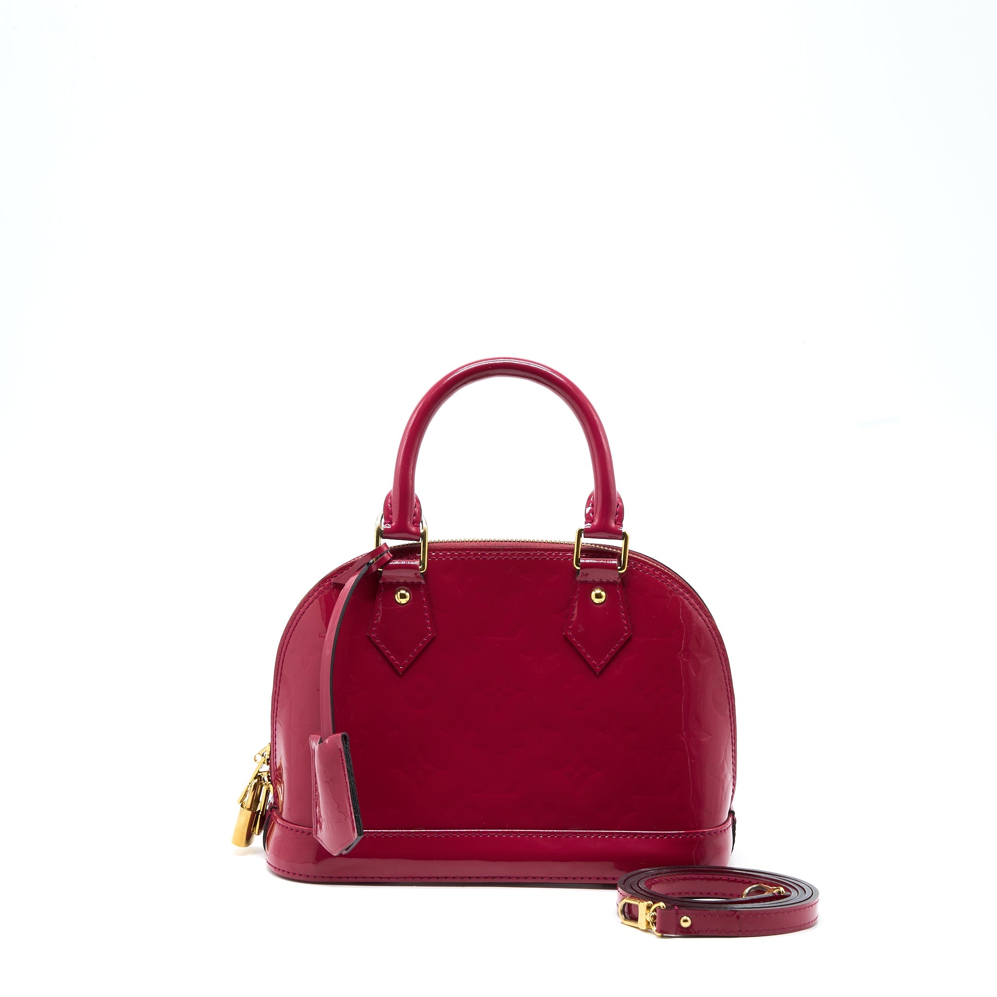 AAA Replica Louis Vuitton LV ALMA BB PATENT DARK PINK GHW