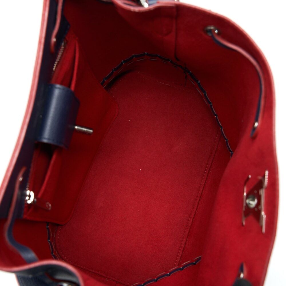 AAA Replica Louis Vuitton LV LOCKME BUCKET BAG NAVY/RED WITH AN EXTRA BAG CHARM SHW