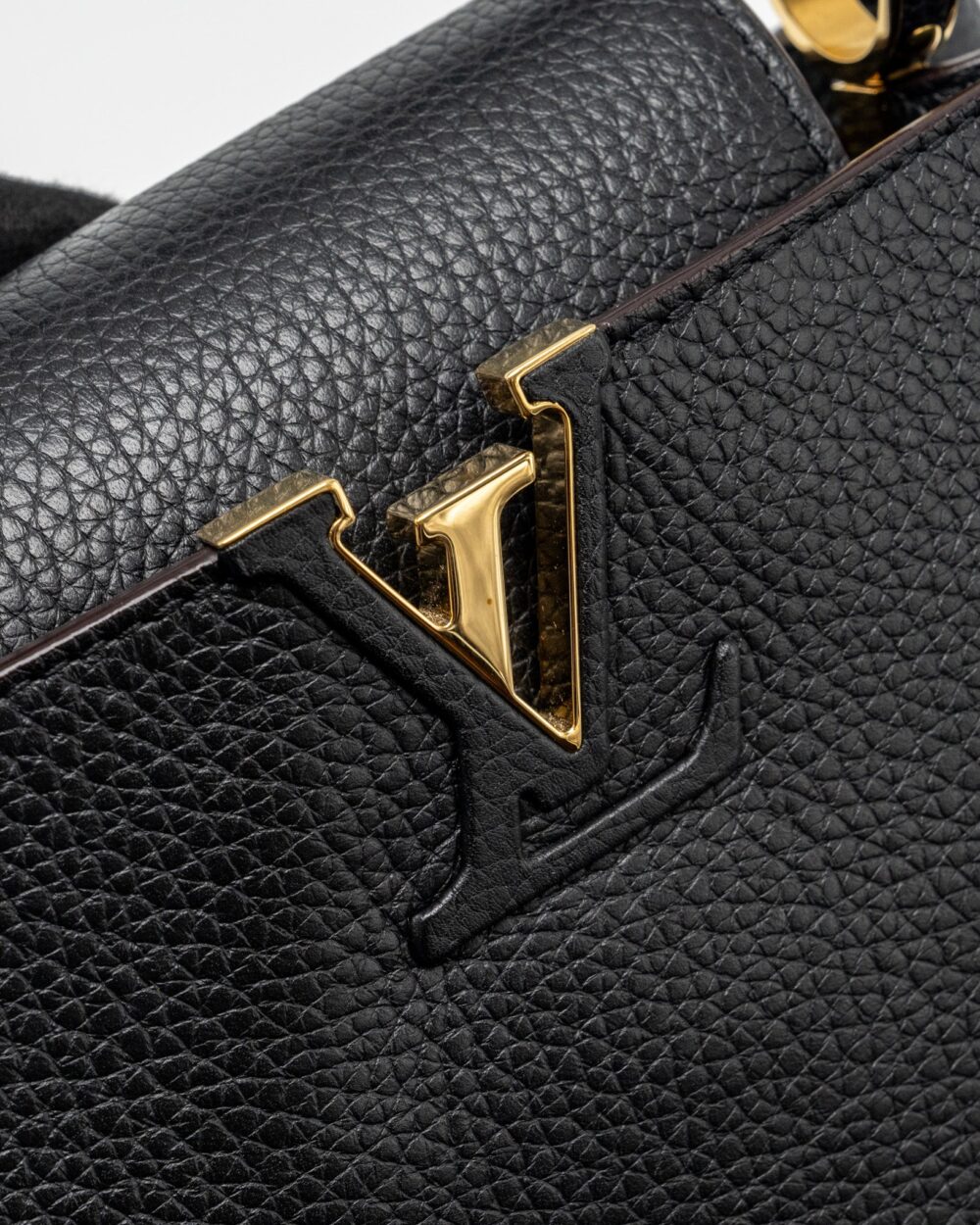 AAA Replica Louis Vuitton LV CAPUCINES BB TAURILLON CALFSKIN BLACK GHW