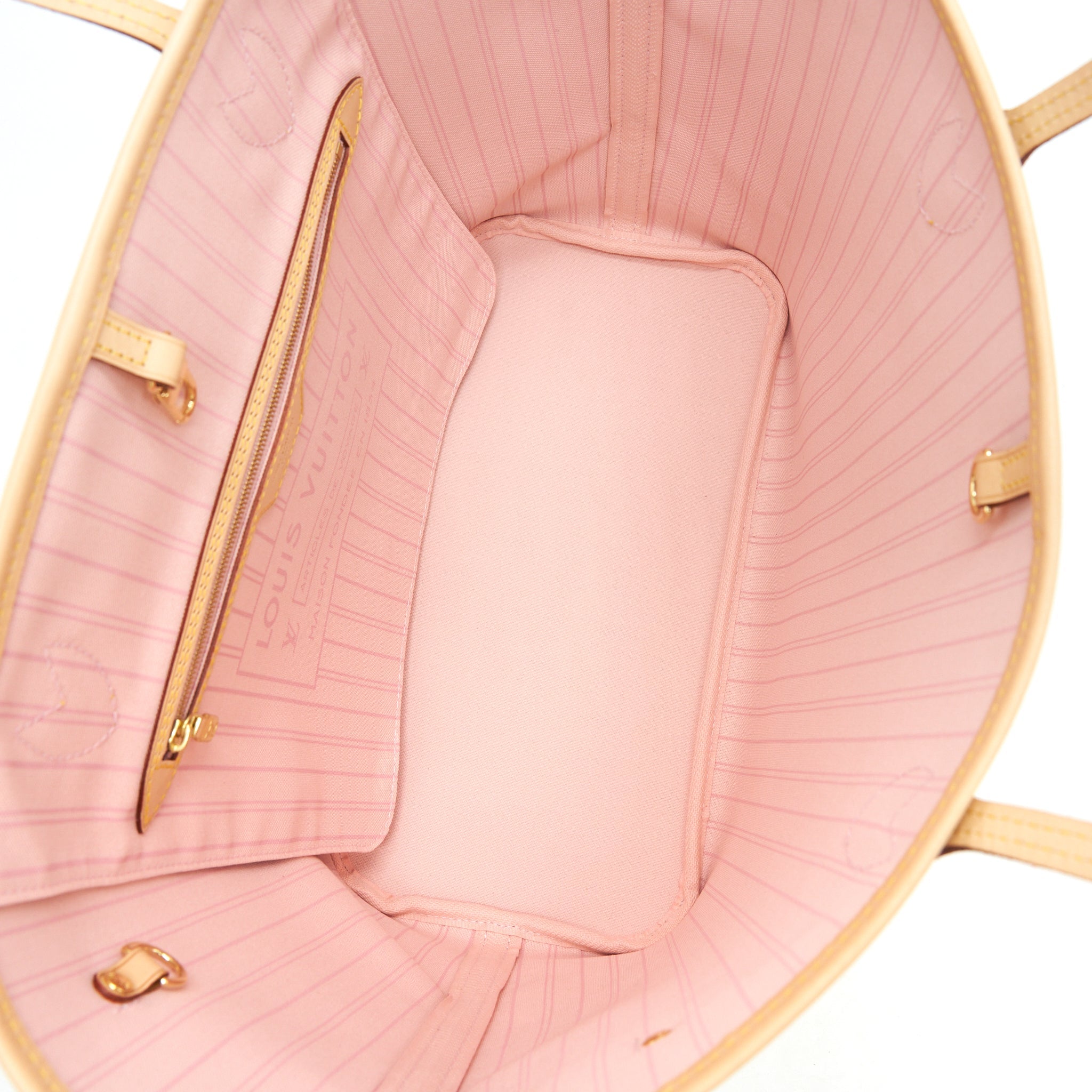AAA Replica Louis Vuitton LV NEVERFULL MM DAMIER AZUR CANVAS /ROSE BALLERINE (NO INNER POUCH)