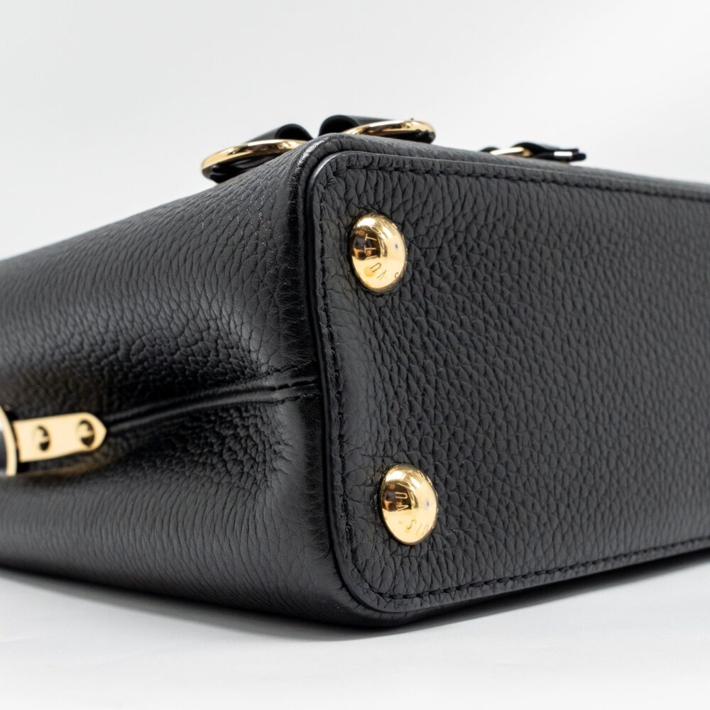 AAA Replica Louis Vuitton LV CAPUCINES BB WITH MONOGRAM FLOWER EMBELLISHMENTS TAURILLON BLACK GHW