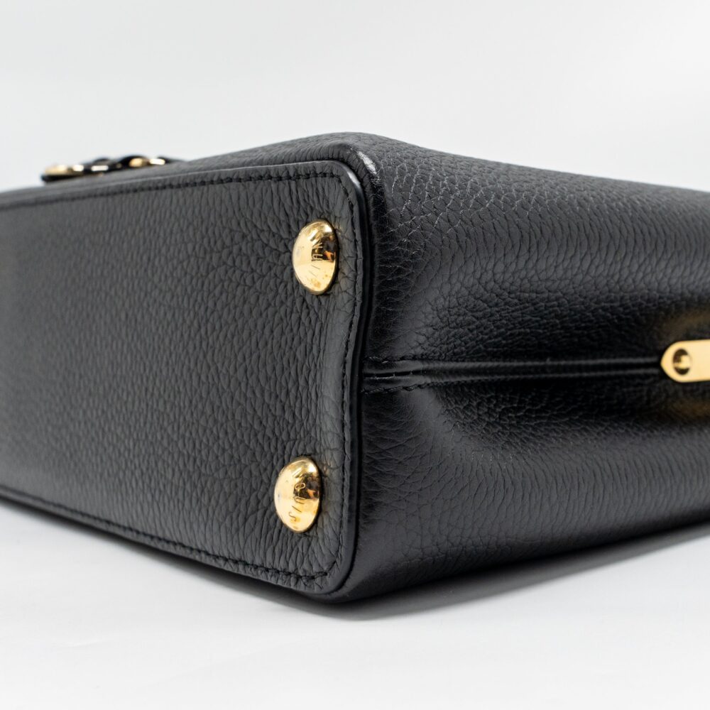 AAA Replica Louis Vuitton LV CAPUCINES BB WITH MONOGRAM FLOWER EMBELLISHMENTS TAURILLON BLACK GHW