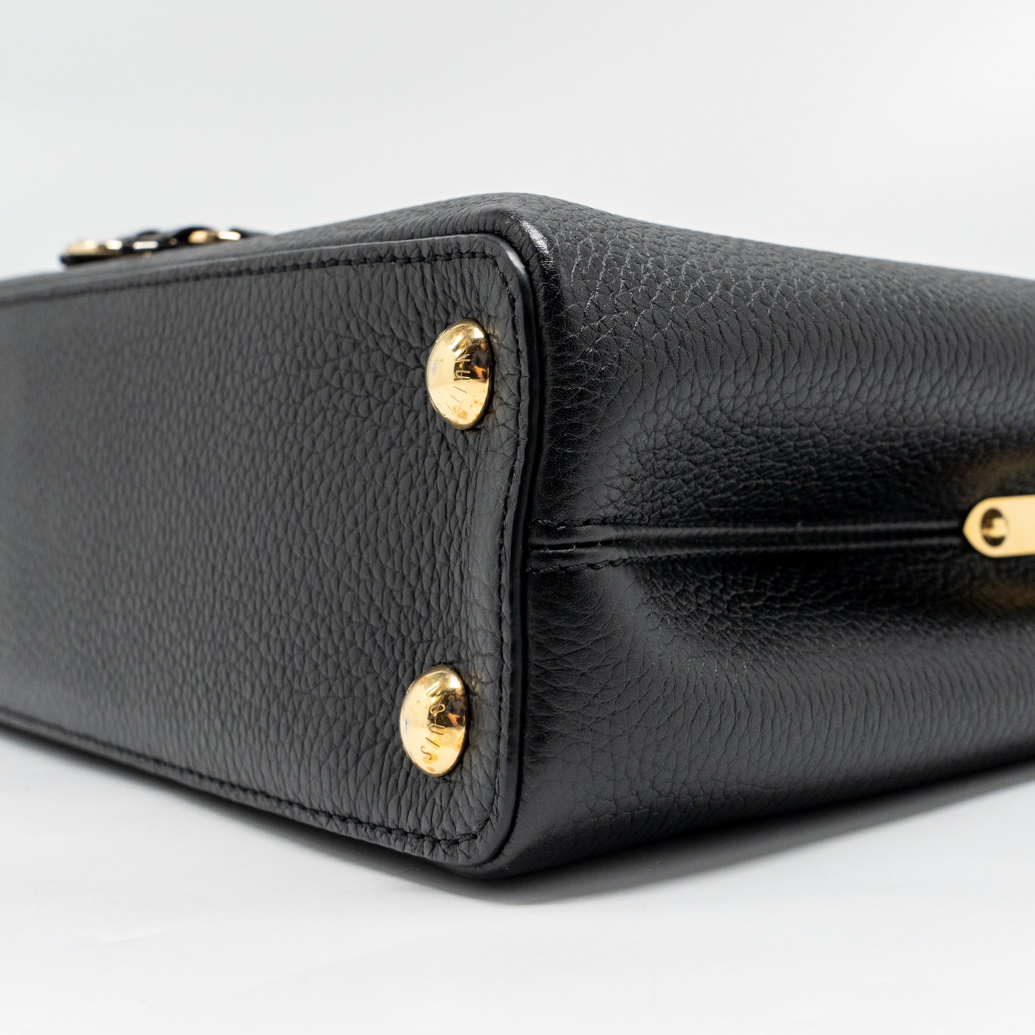 AAA Replica Louis Vuitton LV CAPUCINES BB WITH MONOGRAM FLOWER EMBELLISHMENTS TAURILLON BLACK GHW