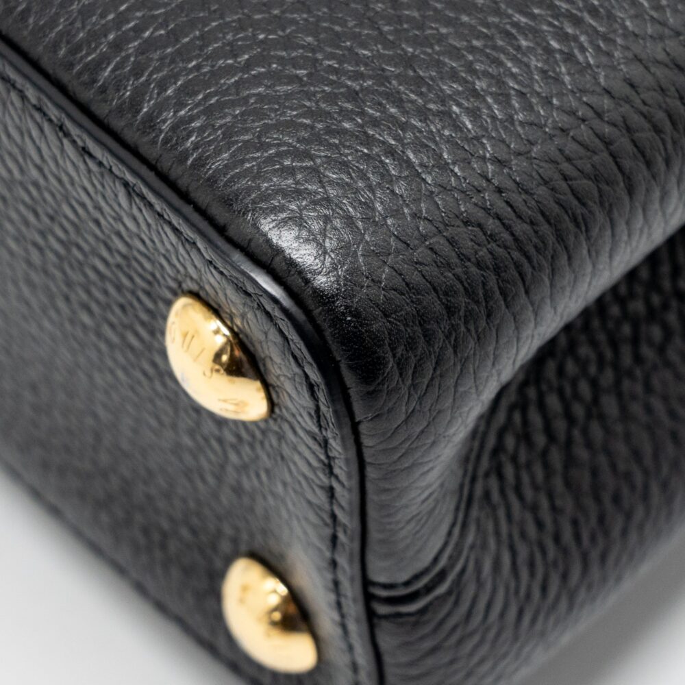 AAA Replica Louis Vuitton LV CAPUCINES BB WITH MONOGRAM FLOWER EMBELLISHMENTS TAURILLON BLACK GHW