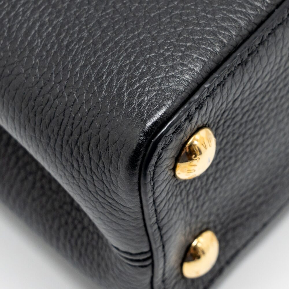 AAA Replica Louis Vuitton LV CAPUCINES BB WITH MONOGRAM FLOWER EMBELLISHMENTS TAURILLON BLACK GHW