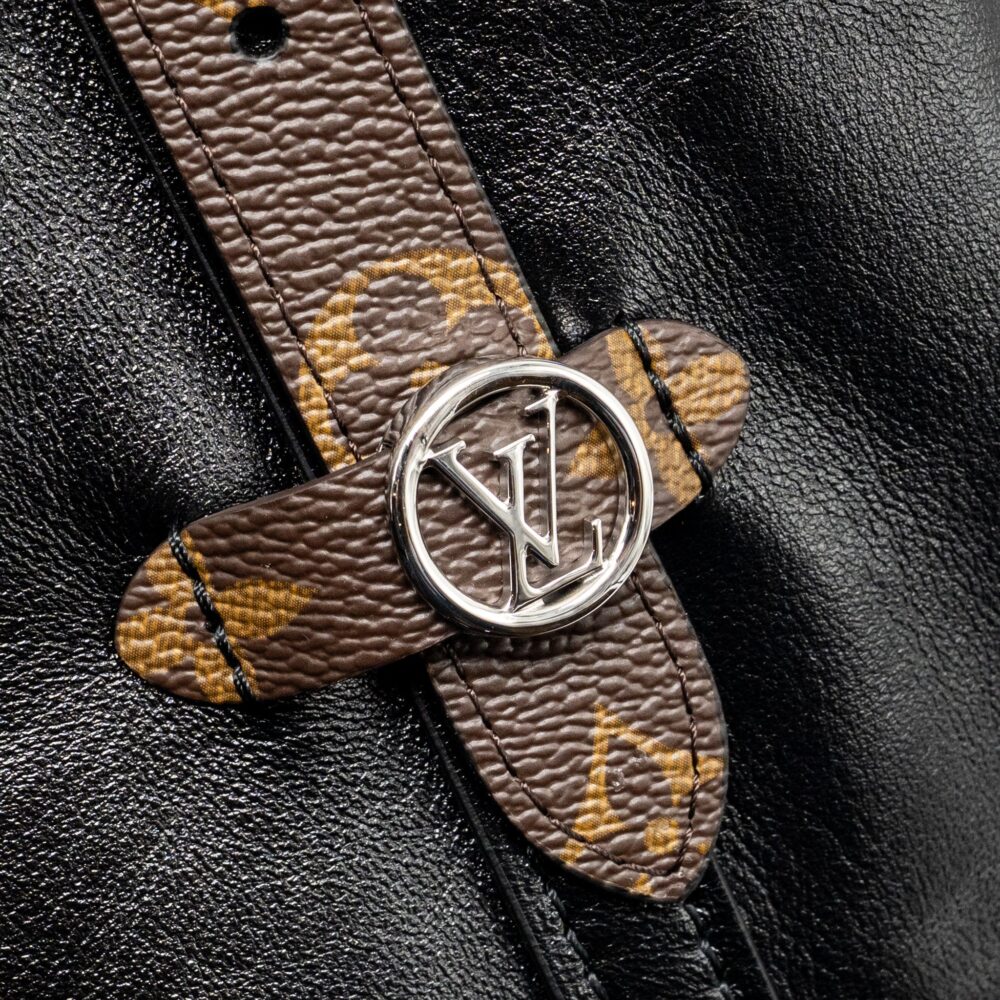 AAA Replica Louis Vuitton LV Carryall Vibe MM Lambskin/Monogram Canvas Black SHW M25143