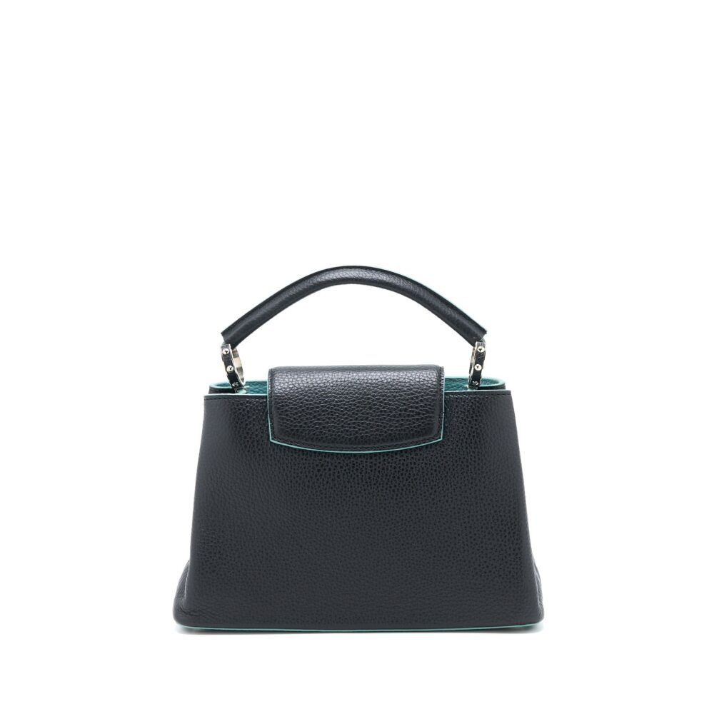 AAA Replica Louis Vuitton LV CAPUCINES BB TAURILLON BLACK/ BLUE SHW