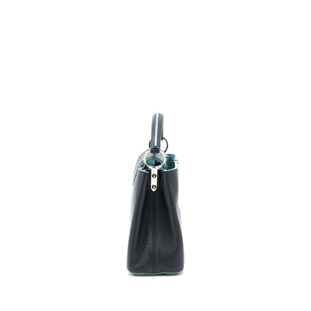 AAA Replica Louis Vuitton LV CAPUCINES BB TAURILLON BLACK/ BLUE SHW