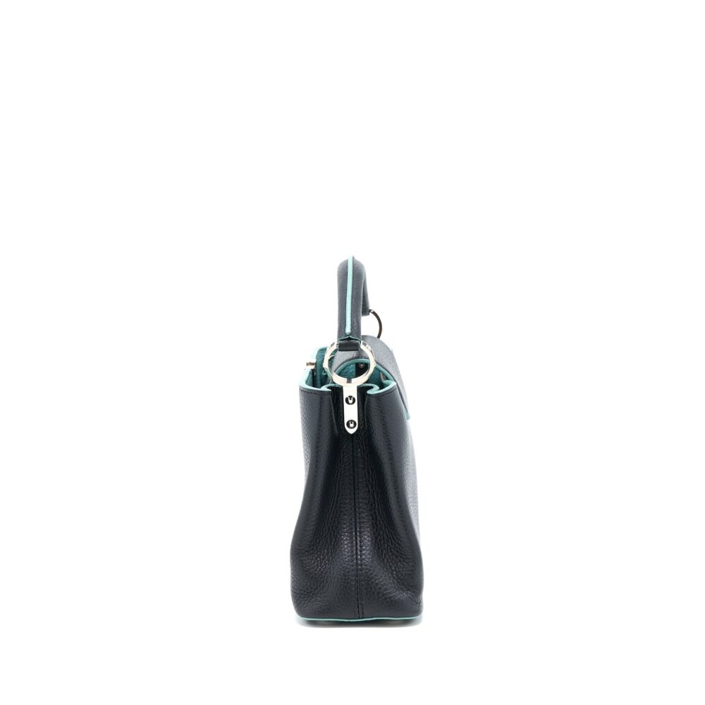 AAA Replica Louis Vuitton LV CAPUCINES BB TAURILLON BLACK/ BLUE SHW