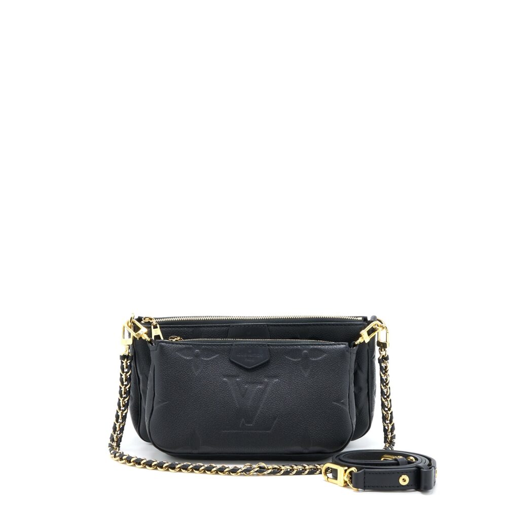 AAA Replica Louis Vuitton LV MULTI POCHETTE ACCESSORIES MONOGRAM EMPRIENTED BLACK GHW (NEW VERSION)