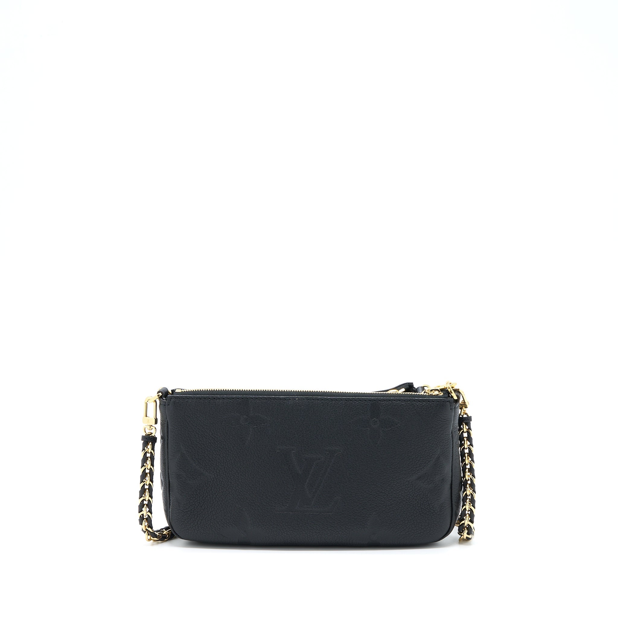 AAA Replica Louis Vuitton LV MULTI POCHETTE ACCESSORIES MONOGRAM EMPRIENTED BLACK GHW (NEW VERSION)