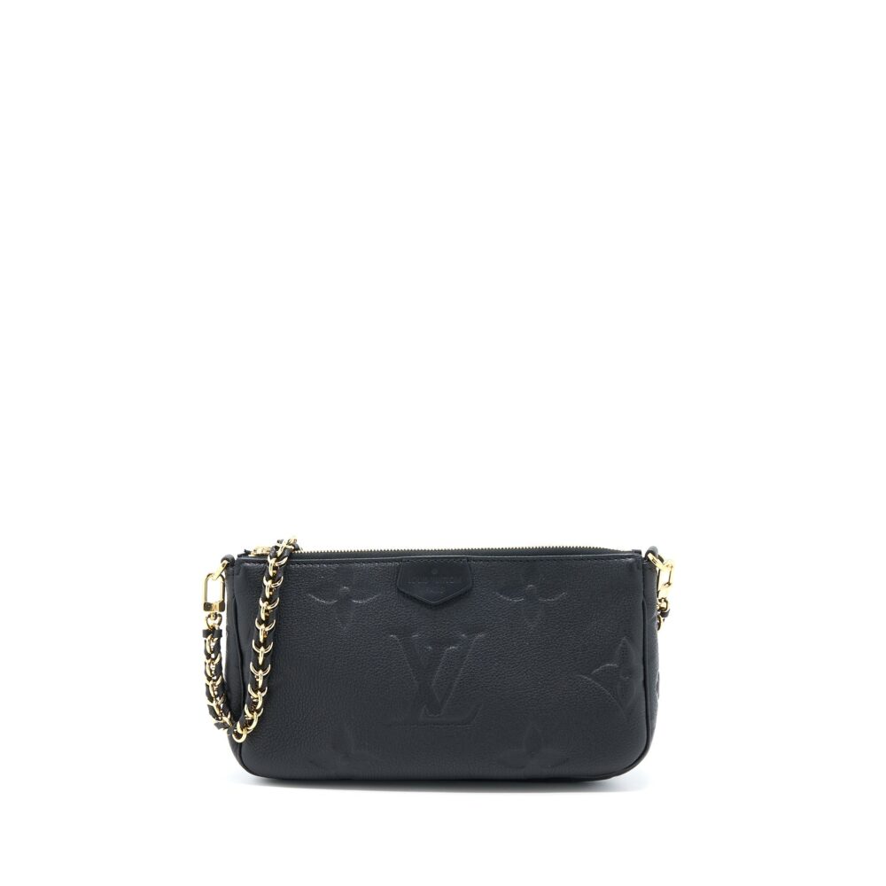 AAA Replica Louis Vuitton LV MULTI POCHETTE ACCESSORIES MONOGRAM EMPRIENTED BLACK GHW (NEW VERSION)