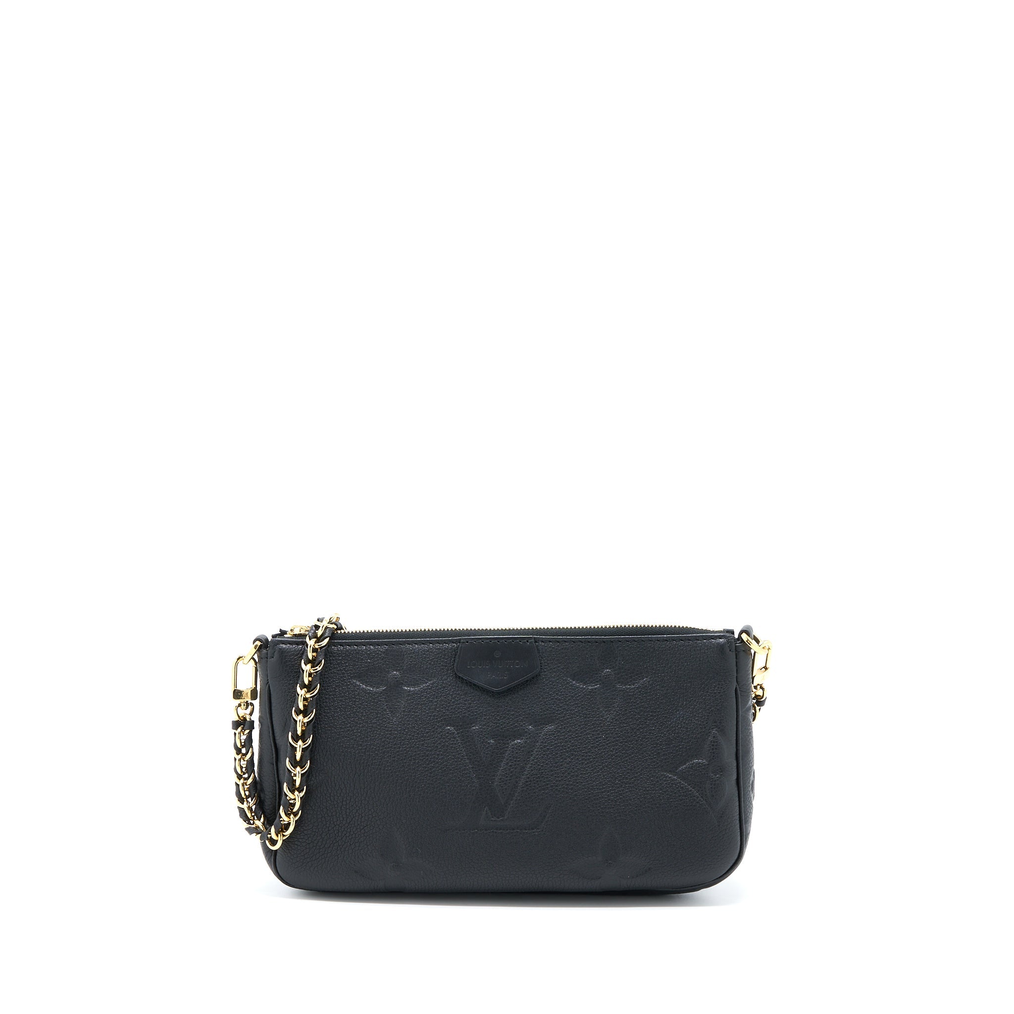 AAA Replica Louis Vuitton LV MULTI POCHETTE ACCESSORIES MONOGRAM EMPRIENTED BLACK GHW (NEW VERSION)