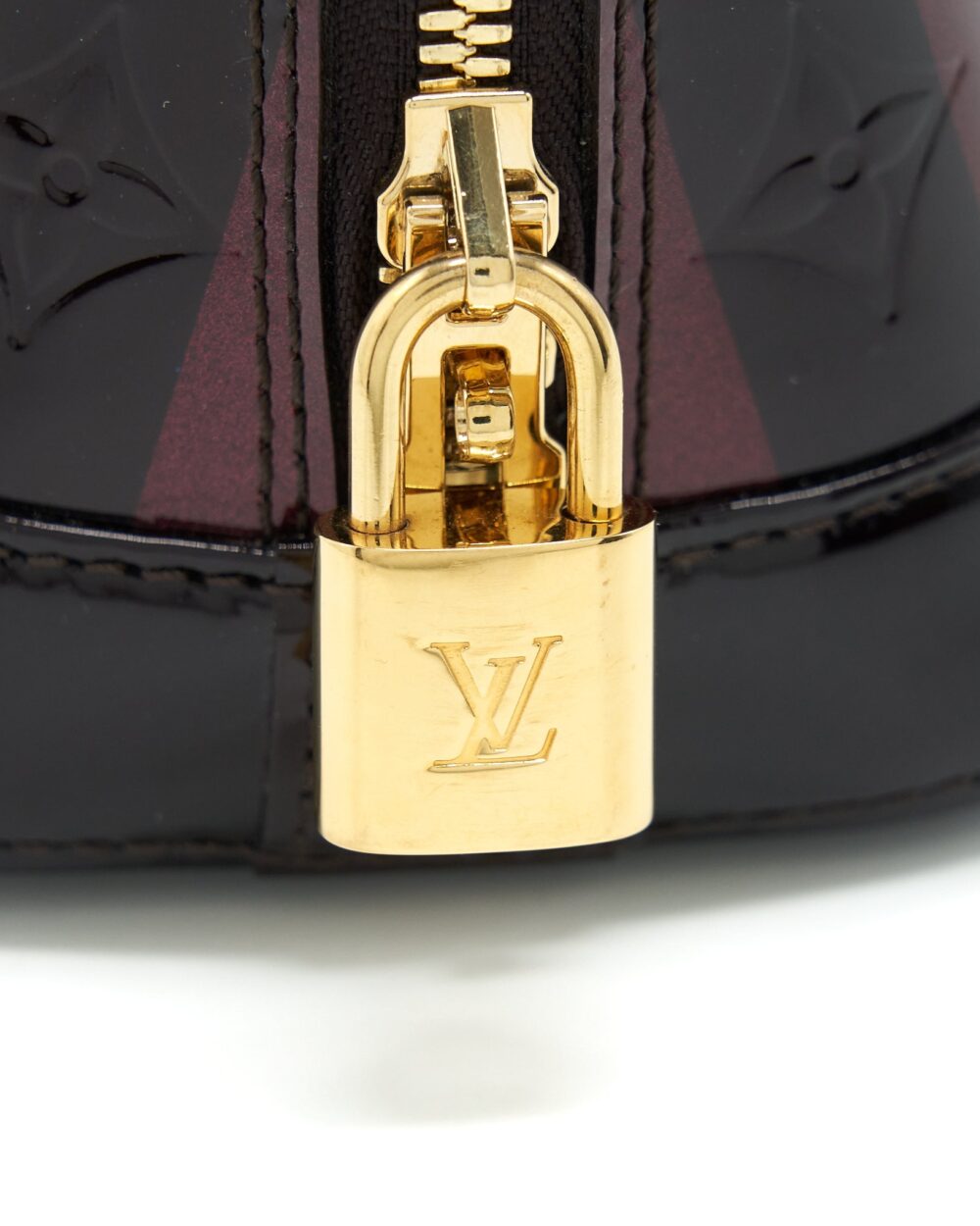 AAA Replica Louis Vuitton LV ALMA BB PATENT AMARANTE RAYE GHW