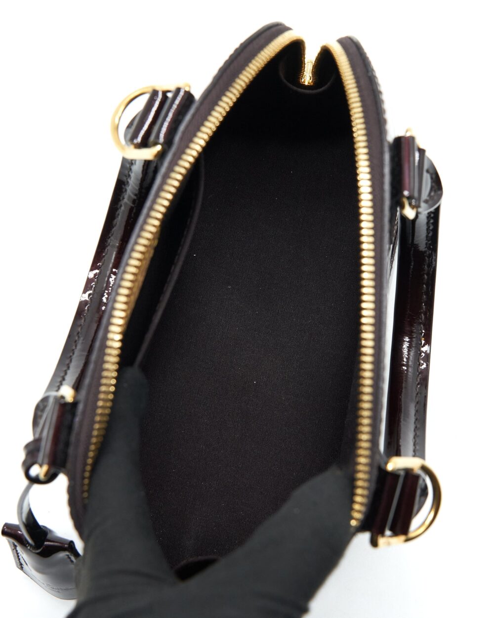 AAA Replica Louis Vuitton LV ALMA BB PATENT AMARANTE RAYE GHW