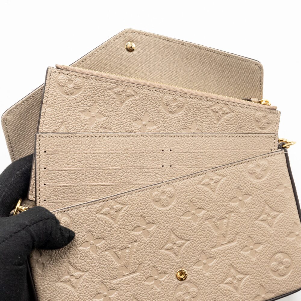 AAA Replica Louis Vuitton LV FELICIE POCHETTE MONOGRAM EMPREINTE TOURTERELLE GHW