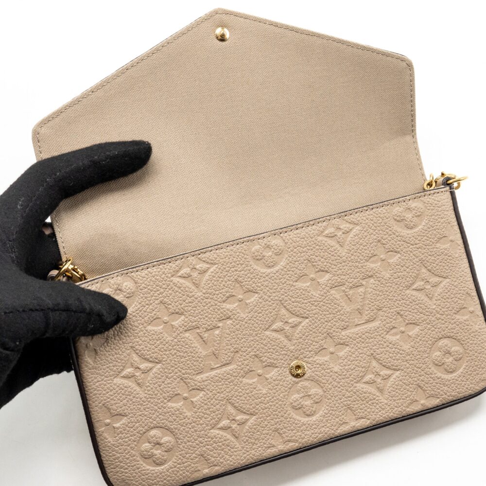 AAA Replica Louis Vuitton LV FELICIE POCHETTE MONOGRAM EMPREINTE TOURTERELLE GHW