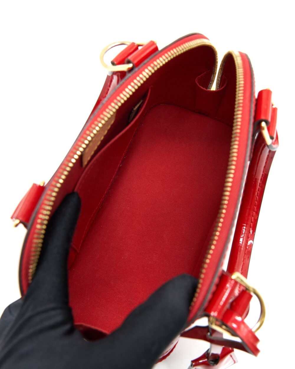 AAA Replica Louis Vuitton LV ALMA BB IN PATENT LEATHER RED