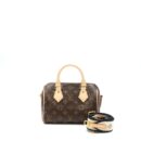 AAA Replica Louis Vuitton LV SPEEDY BANDOULIERE 20 MONOGRAM CANVAS BLACK STRAP GHW (NEW VERSION)
