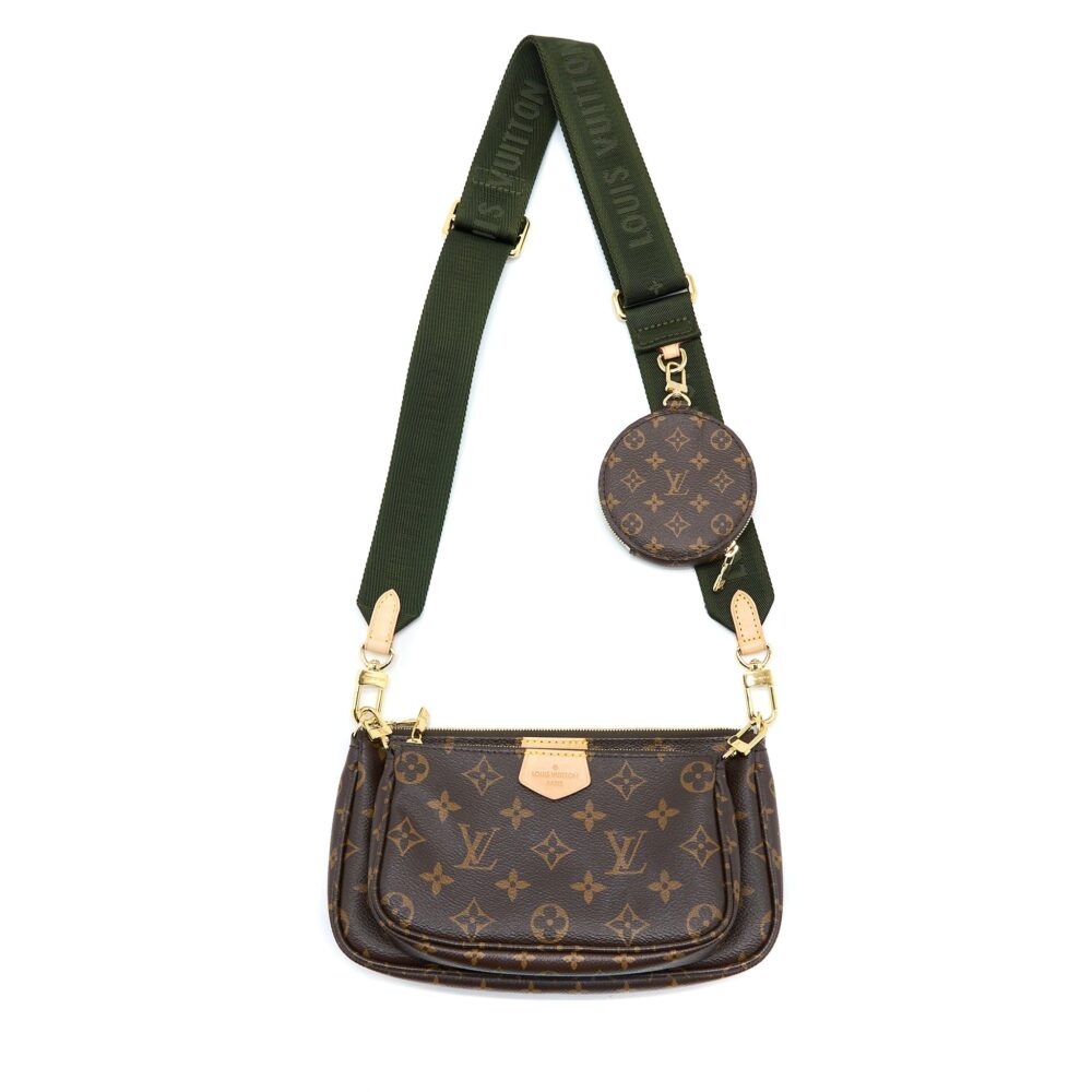 AAA Replica Louis Vuitton LV MULTI POCHETTE ACCESSORIES MONOGRAM CANVAS KHAKI STRAP GHW (NEW VERSION)