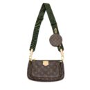 AAA Replica Louis Vuitton LV MULTI POCHETTE ACCESSORIES MONOGRAM CANVAS KHAKI STRAP GHW (NEW VERSION)