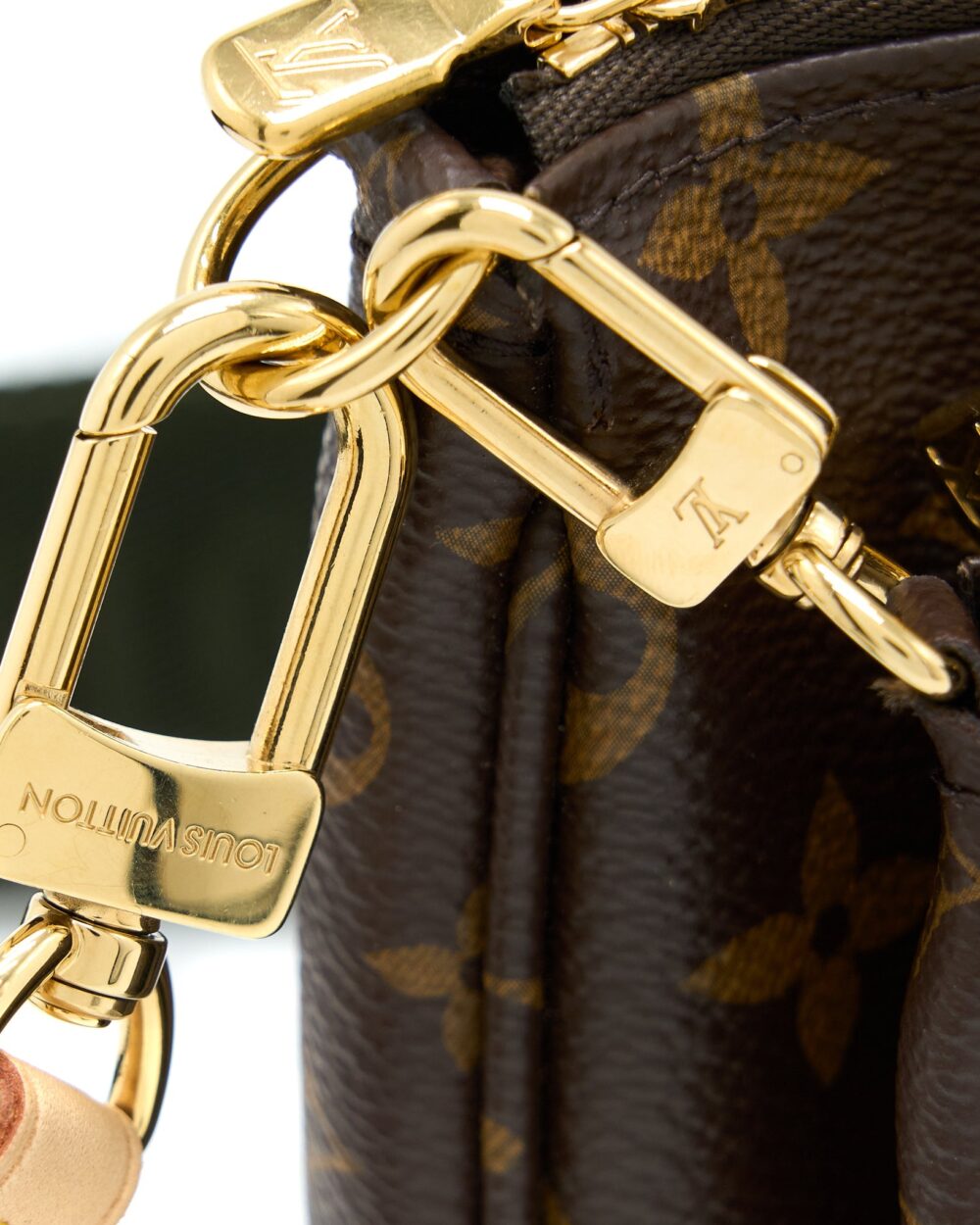 AAA Replica Louis Vuitton LV MULTI POCHETTE ACCESSORIES MONOGRAM CANVAS KHAKI STRAP GHW (NEW VERSION)