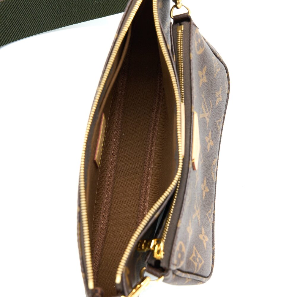 AAA Replica Louis Vuitton LV MULTI POCHETTE ACCESSORIES MONOGRAM CANVAS KHAKI STRAP GHW (NEW VERSION)