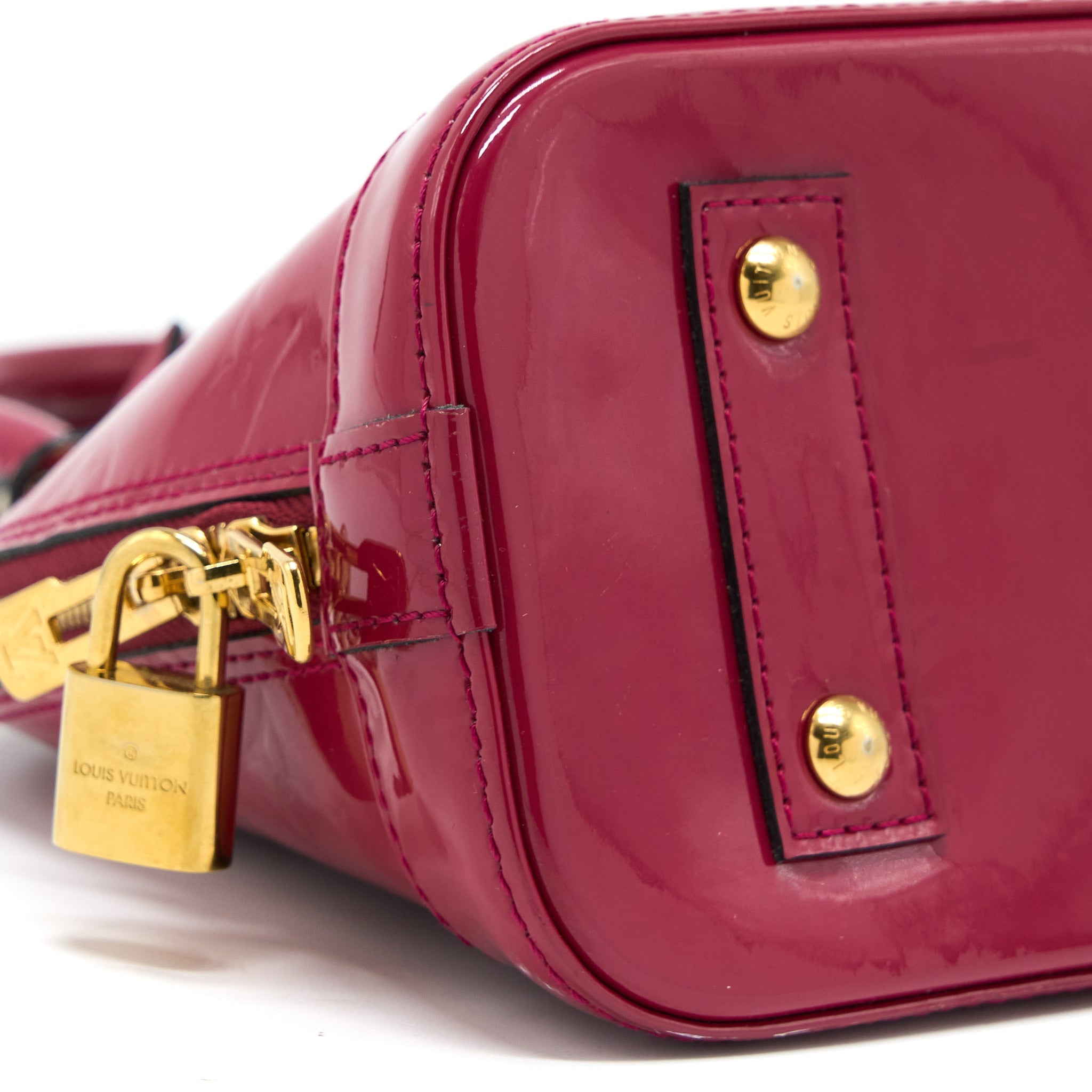 AAA Replica Louis Vuitton LV ALMA BB PATENT DARK PINK GHW