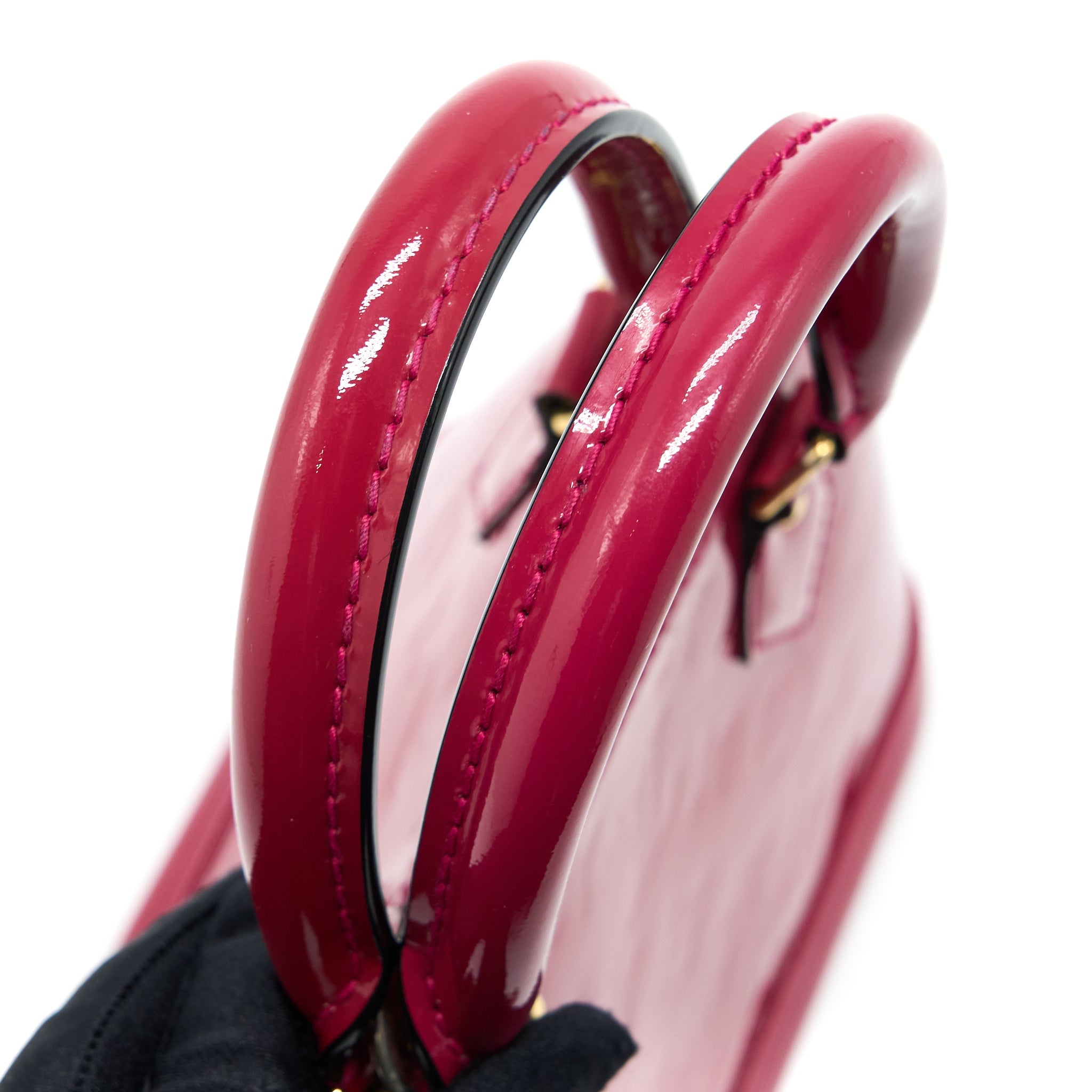 AAA Replica Louis Vuitton LV ALMA BB PATENT DARK PINK GHW
