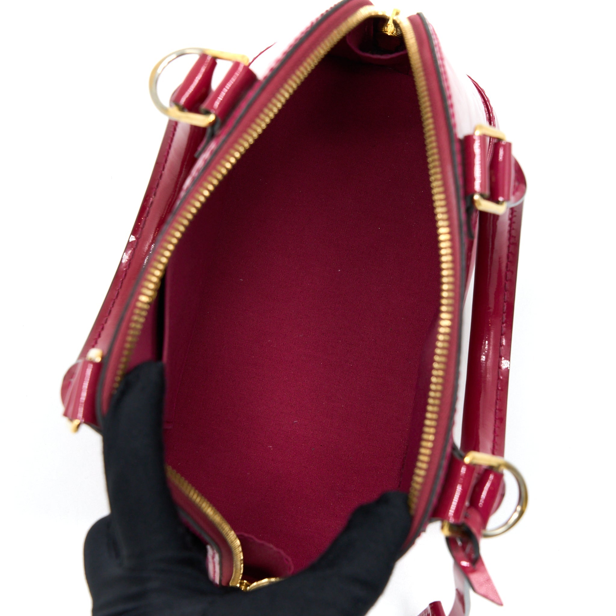 AAA Replica Louis Vuitton LV ALMA BB PATENT DARK PINK GHW