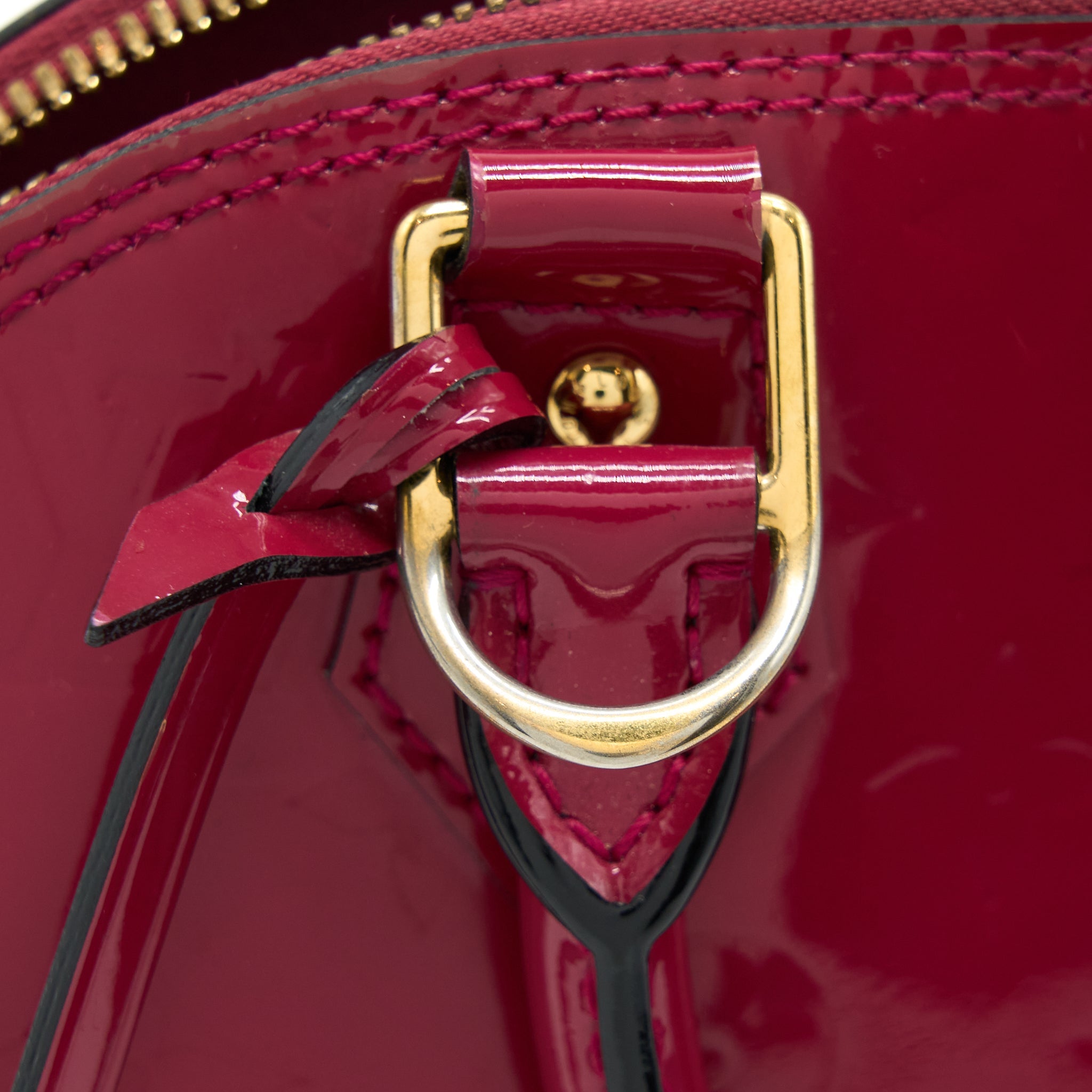 AAA Replica Louis Vuitton LV ALMA BB PATENT DARK PINK GHW