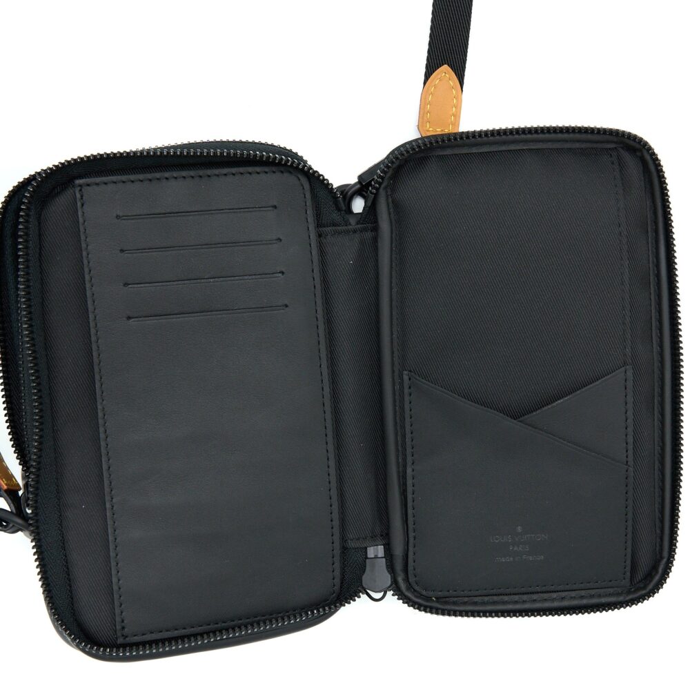 AAA Replica Louis Vuitton LV NIGO DOUBLE PHONE POUCH LIMITED EDITION BLACK HARDWARE