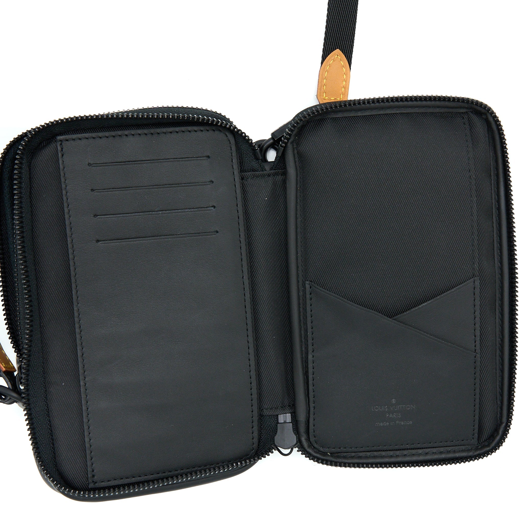 AAA Replica Louis Vuitton LV NIGO DOUBLE PHONE POUCH LIMITED EDITION BLACK HARDWARE