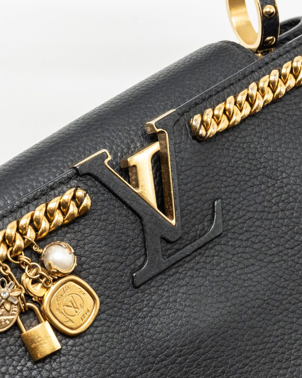 AAA Replica Louis Vuitton LV CAPUCINES MM CALFSKIN BLACK GHW