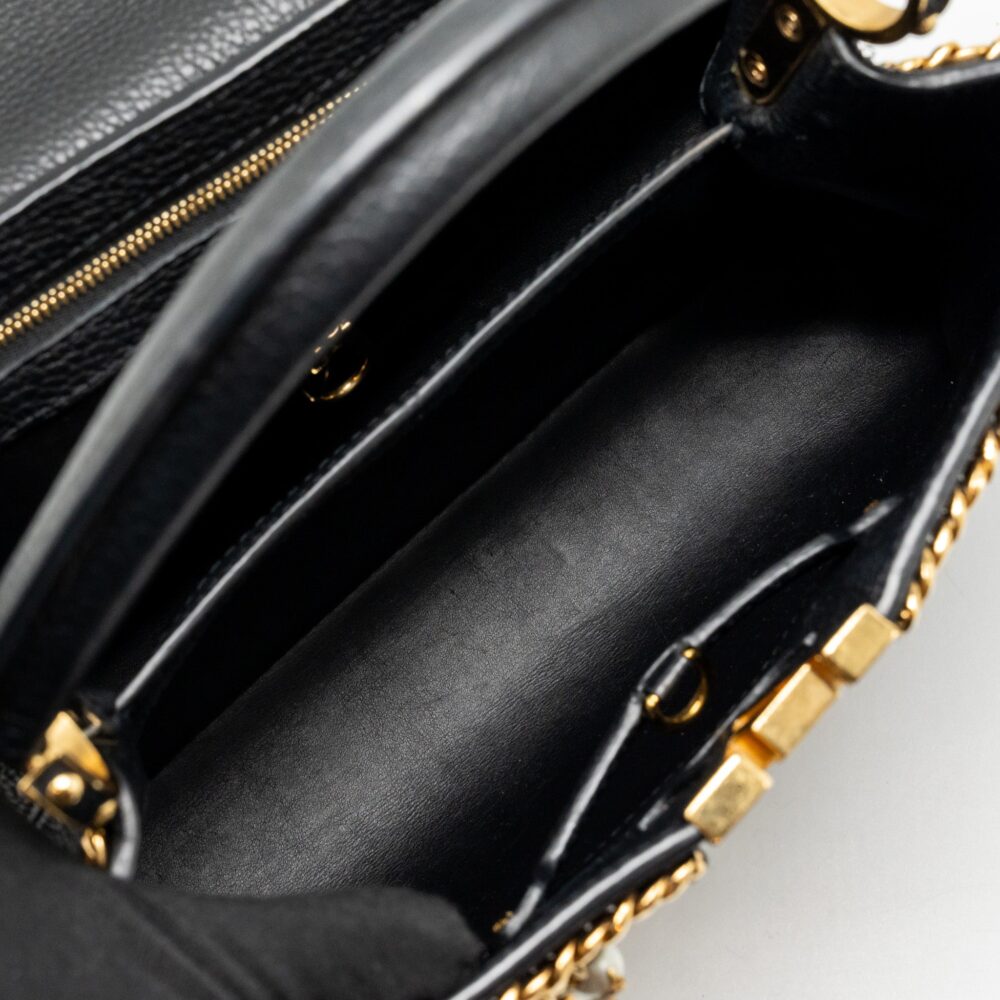 AAA Replica Louis Vuitton LV CAPUCINES MM CALFSKIN BLACK GHW