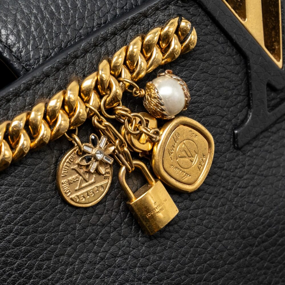 AAA Replica Louis Vuitton LV CAPUCINES MM CALFSKIN BLACK GHW
