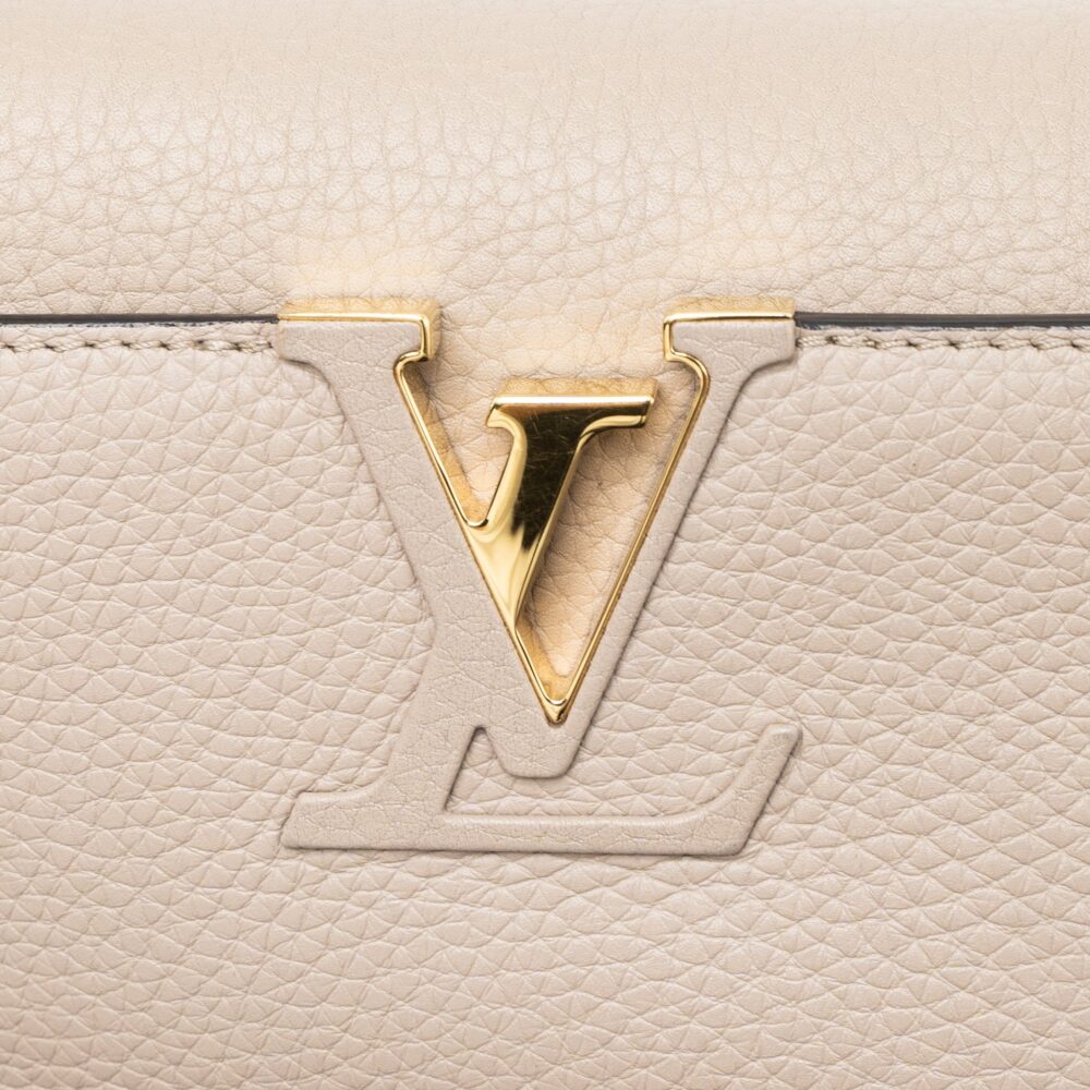 AAA Replica Louis Vuitton LV CAPUCINES MM TAURILLON LIGHT GREY GHW