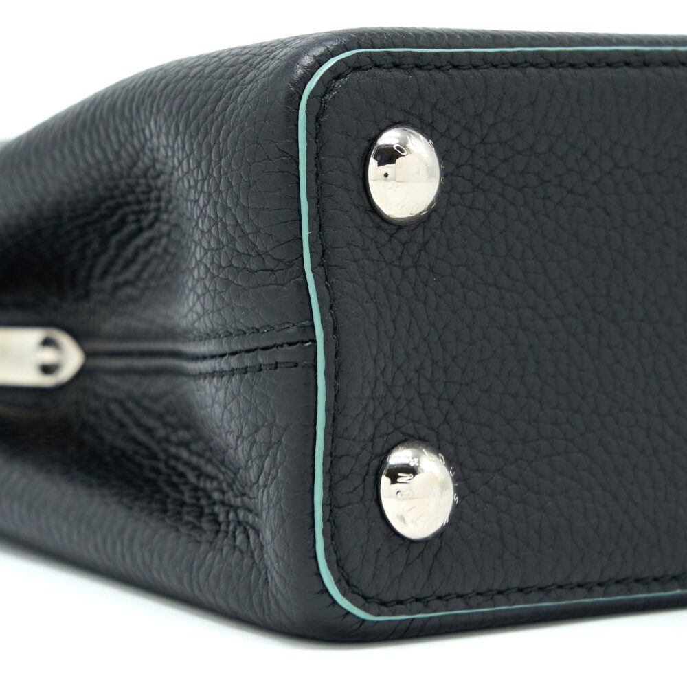 AAA Replica Louis Vuitton LV CAPUCINES BB TAURILLON BLACK/ BLUE SHW