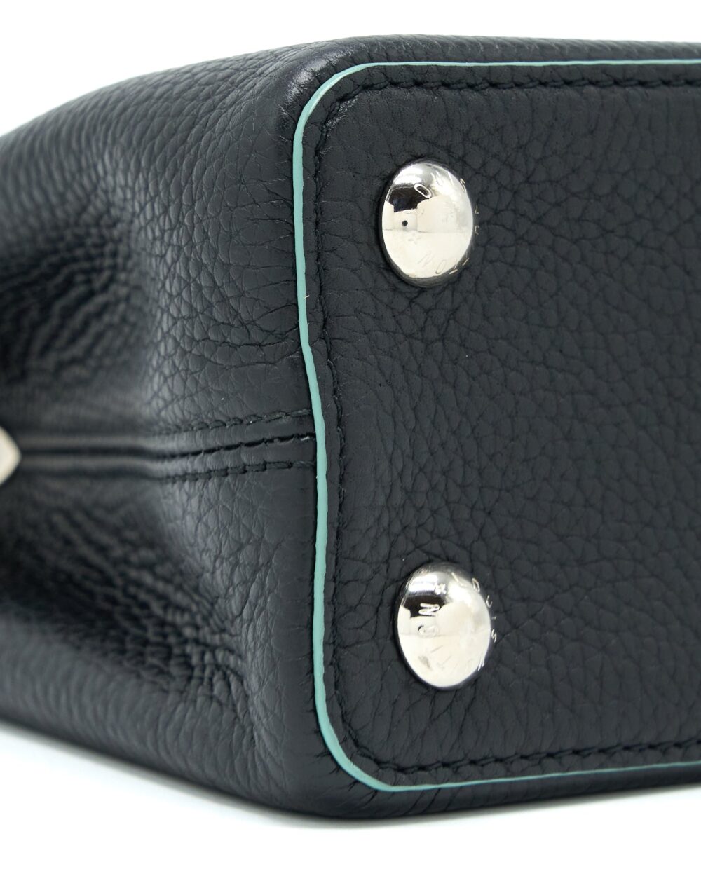 AAA Replica Louis Vuitton LV CAPUCINES BB TAURILLON BLACK/ BLUE SHW