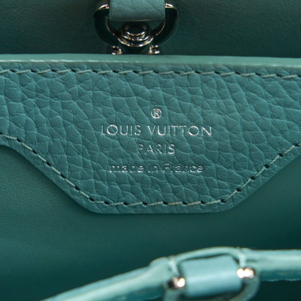 AAA Replica Louis Vuitton LV CAPUCINES BB TAURILLON BLACK/ BLUE SHW