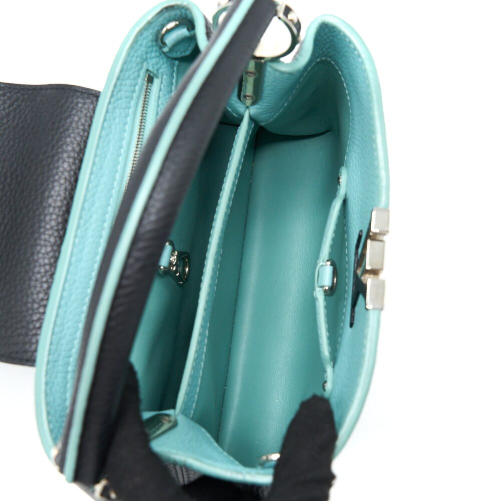AAA Replica Louis Vuitton LV CAPUCINES BB TAURILLON BLACK/ BLUE SHW