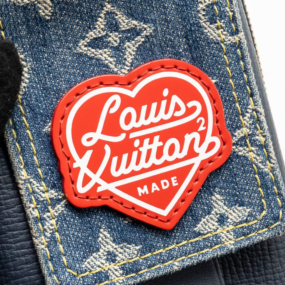 AAA Replica Louis Vuitton LV X NIGO FLAT DOUBLE PHONE POUCH DENIM/CALFSKIN BLUE GHW