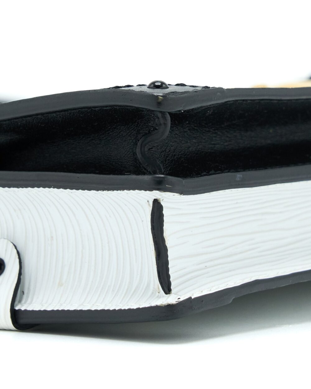 AAA Replica Louis Vuitton LV TRUNK CLUTCH EPI BLACK/WHITE GHW